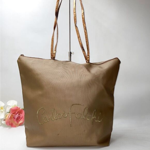 Carlos Falchi Canvas Shoulder Bag Tote - Picture 2 of 10